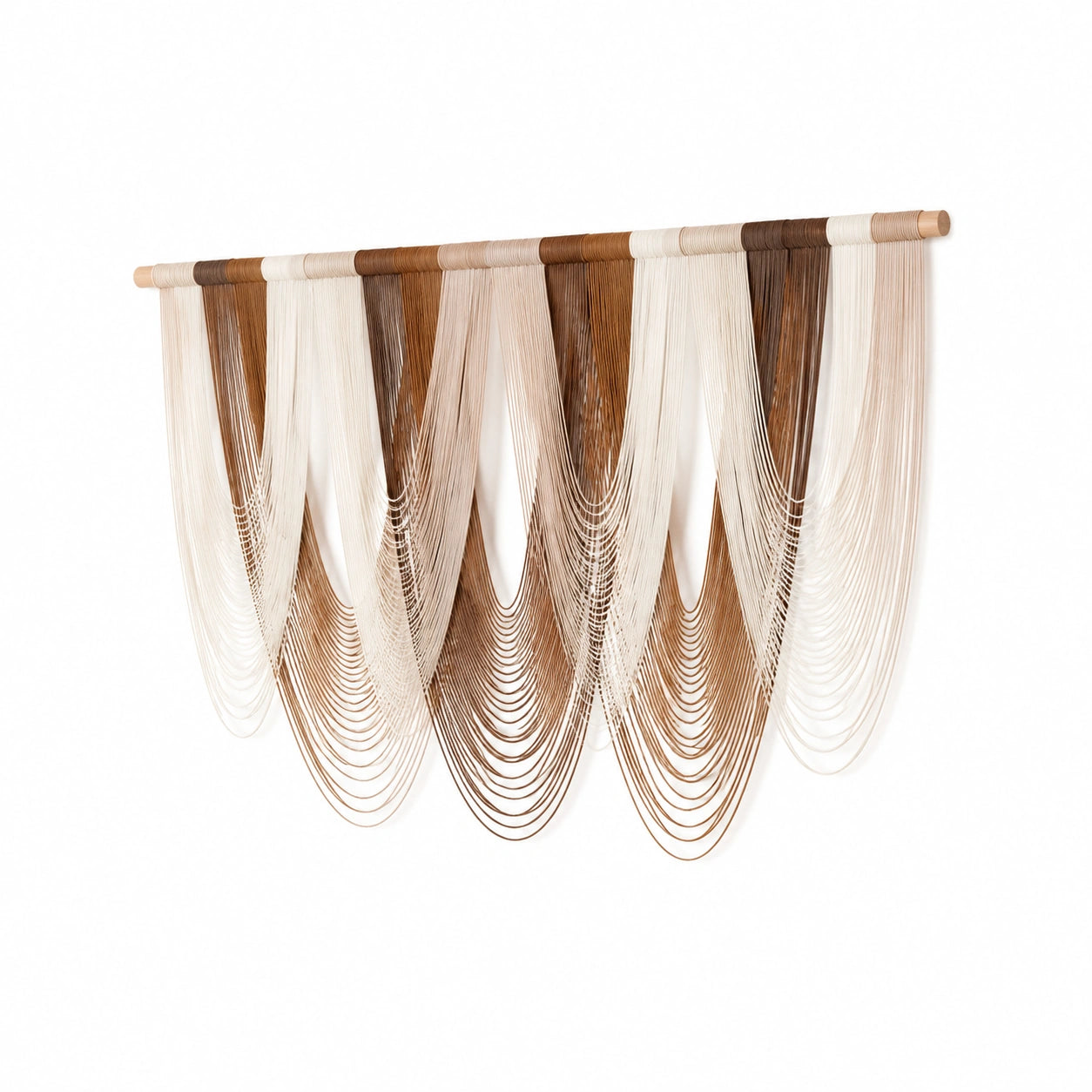Wandteppich 100 x 90 cm aus Textilgarn in Beige Braun - dekorativer Wandbehang
