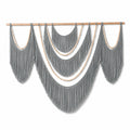 Makramee Wandteppich 150 x 120 cm Baumwolle Grau/Natur Wanddekoration im Boho-Stil