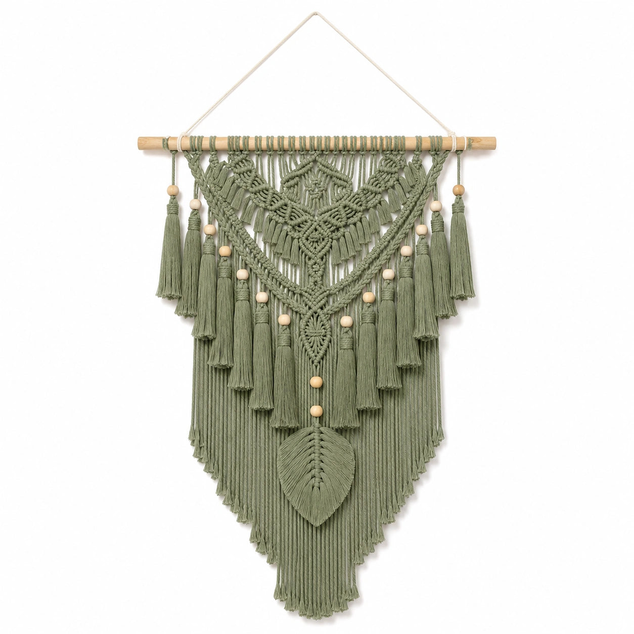 Makramee Wandbehang 55 x 100 cm Baumwollkordel Grün Boho Dekoration