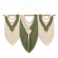 Makramee Wandteppich 120 cm Baumwollkordel Grün Creme Boho Wanddekoration