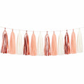 Quastengirlande 300 cm Papierfolie Rosa Creme für Partydekoration