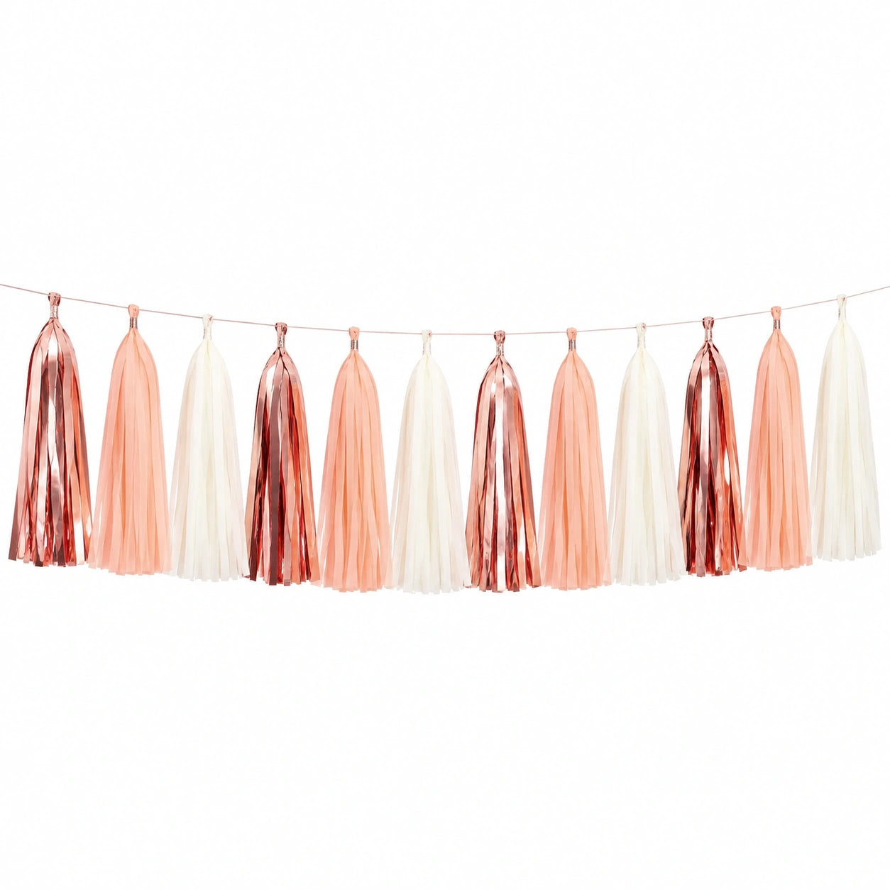 Quastengirlande 300 cm Papierfolie Rosa Creme für Partydekoration