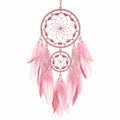 Traumfänger 25 x 70 cm aus Garn und Federn Rosa zum Aufhängen im Boho Stil