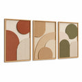 Wandbilder Set 40 x 60 cm Holz Beige Terrakotta Olivgrün geometrische 3D Wanddekoration
