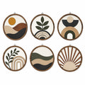 Runde Wanddekoration 6er Set 30 cm Holz mehrfarbig mit Naturmotiven