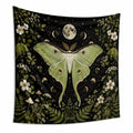 Wandteppich 150 x 130 cm aus Polyester in Schwarz Grün mit Nachtfaltermotiv zur Wanddekoration