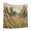 Wandteppich 150 x 150 cm Polyester Beige Grün Blumenwiese Landschaftsdekor