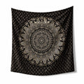 Wandteppich 150 x 130 cm aus Polyester Schwarz Beige mit Mandala Muster