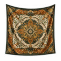 Wandteppich 150 x 150 cm aus Textilgewebe Grün Creme Braun mit floralem Muster
