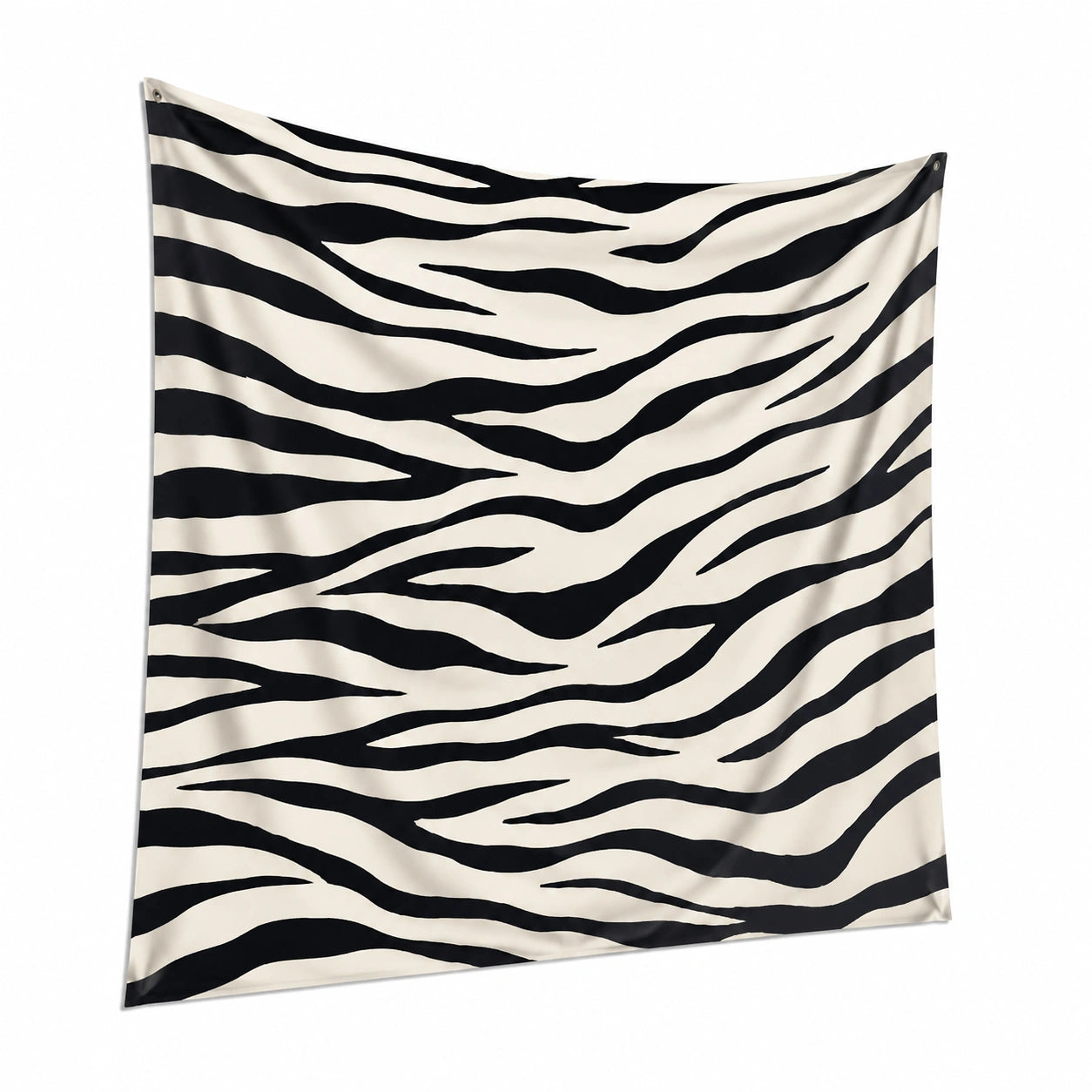 Wandteppich 150 x 130 cm Gewebe Schwarz Creme Zebramuster mit Ösen