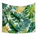 Wandteppich 150 x 130 cm Polyester Weiß Grün Blätterdruck für Wanddekoration